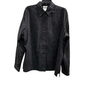 NIKKI Black button front side slits metallic threading vintage NWT plus sz 20 2X